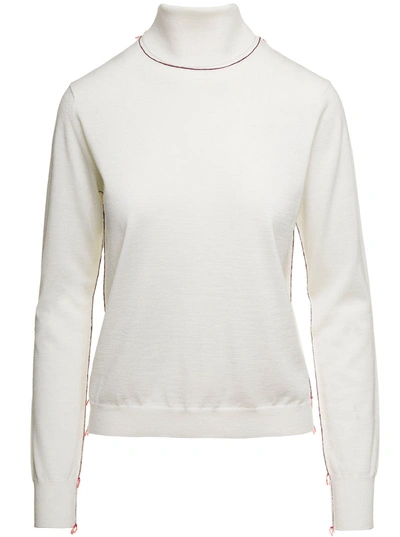 Shop Maison Margiela Turtleneck Wool Sweater In White