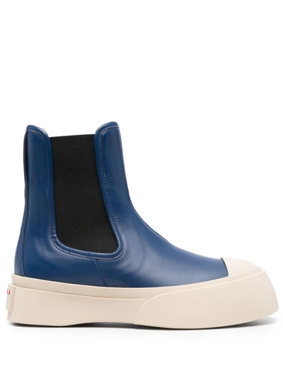 Shop Marni Blue Leather Boots