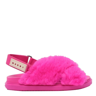 Shop Marni Starlight Pink Logo Patch Sandals