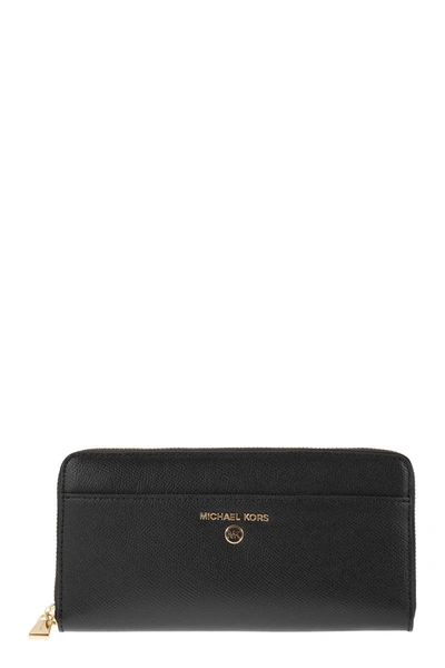 Shop Michael Kors Continental Wallet With Logo In Black