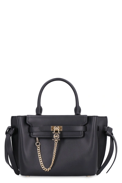 Shop Michael Michael Kors Hamilton Legacy Leather Handbag In Black