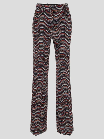 Shop Missoni Waves Pattern High Waist Trousers In Multicolour