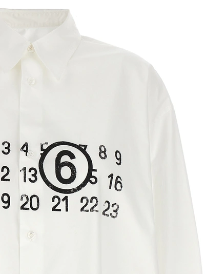 Shop Mm6 Maison Margiela 'numeric Signature' Shirt Dress In White
