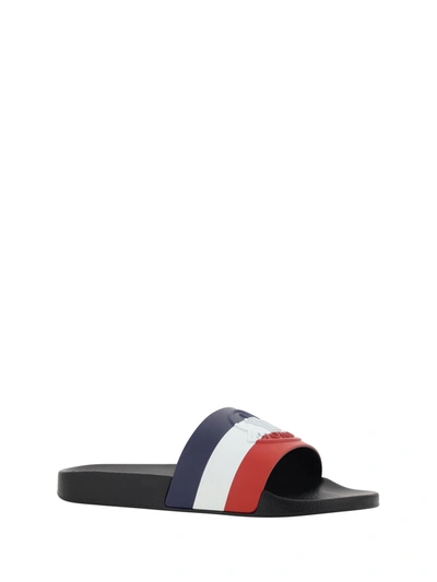 Shop Moncler Basile Rubber Slides In Black