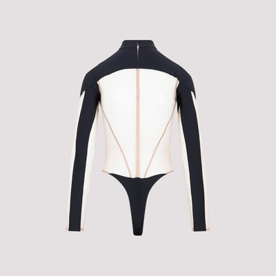 Shop Mugler Illusion Bodysuit With Semi-transparent Details In Black