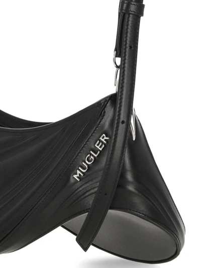 Shop Mugler 'medium Embossed Spiral Curve 01' Shoulder Bag In Black
