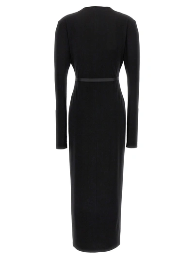 Shop Norma Kamali Deep V-neck Long Dress In Black