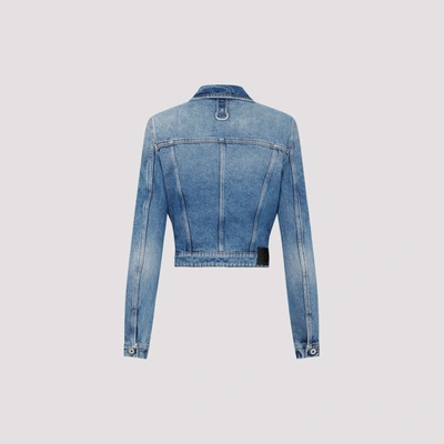 Shop Off-white Denim Crop Jacket Clothing In Blue
