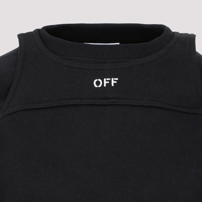 Shop Off-white Logo-print Cropped Cotton Sweatshirt In Black