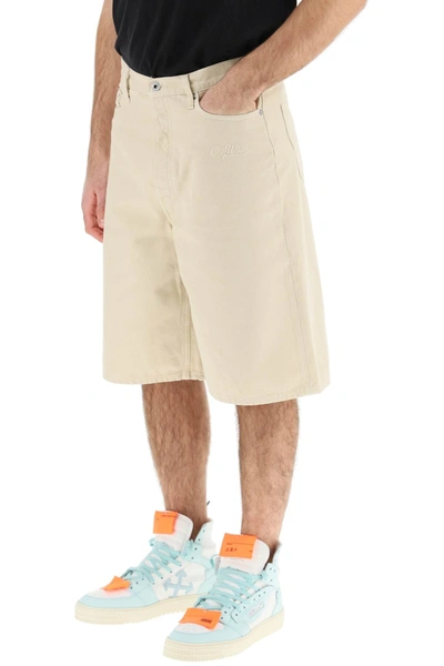 Shop Off-white Off White Shorts In Beige