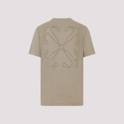 Shop Off-white Logo-embroidered Cotton T-shirt In Nude & Neutrals