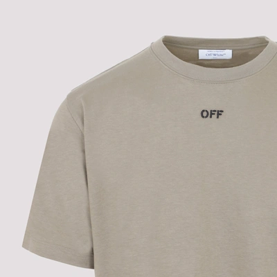 Shop Off-white Logo-embroidered Cotton T-shirt In Nude & Neutrals