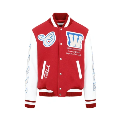 Shop Off-white Off White Patch-detail Bomber Jacket In Red Off White