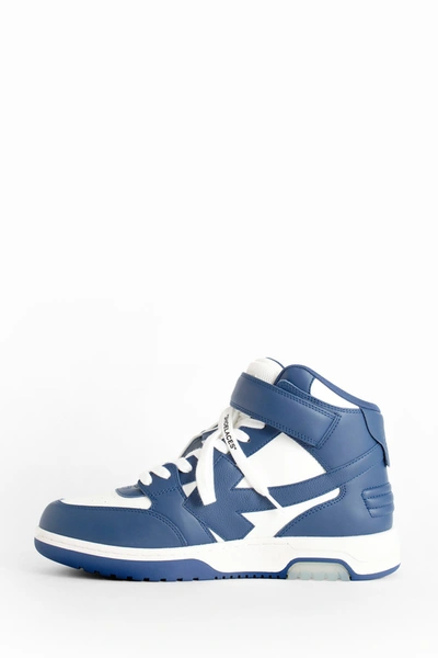 Shop Off-white Blue And White Leather Out Of Office Mid Top Sneakers In Blue-white