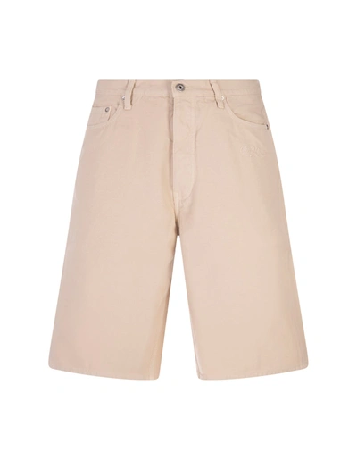 Shop Off-white Utility Cotton Shorts In Beige