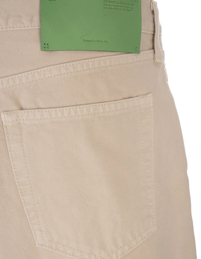 Shop Off-white Utility Cotton Shorts In Beige