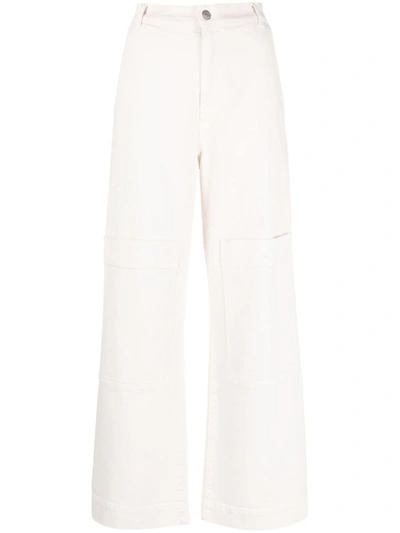 Shop P.a.r.o.s.h . Multiple-pockets High-waisted Trousers In White