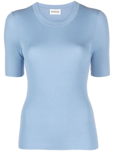 Shop P.a.r.o.s.h . Ribbed Cotton-blend Top In Azzurro