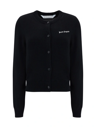 Shop Palm Angels Cardigan In Black Whit