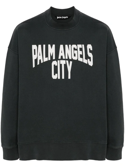 Shop Palm Angels Pa City Washed Cotton Sweatshirt In Grey