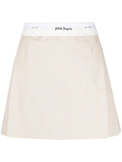 Shop Palm Angels Reversed Waistband Chino Skirt In Beige