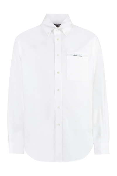 Shop Palm Angels Cotton Shirt In White Black