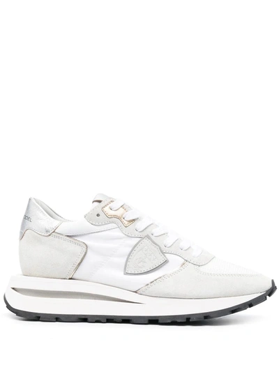Shop Philippe Model Tropez Haute Two-tone Suede Blend Sneakers In White