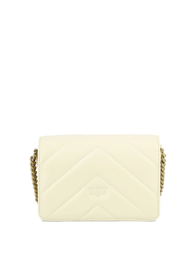 Shop Pinko "love Click Mini" Crossbody Bag In White