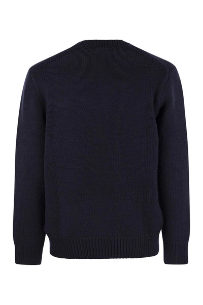 Shop Polo Ralph Lauren Rl Wool Inlay Sweater In Blue