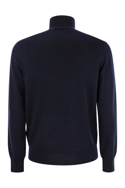 Shop Polo Ralph Lauren Wool Turtleneck Sweater In Blue
