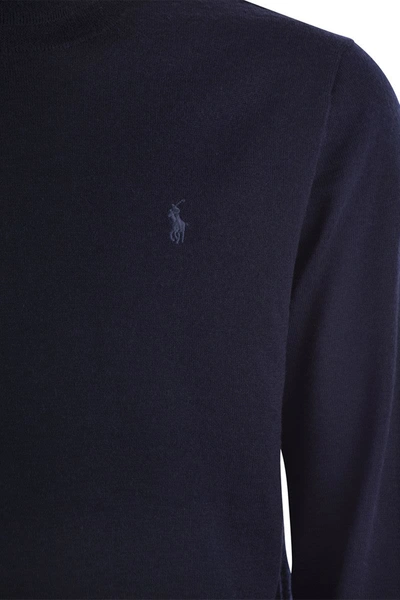 Shop Polo Ralph Lauren Wool Turtleneck Sweater In Blue