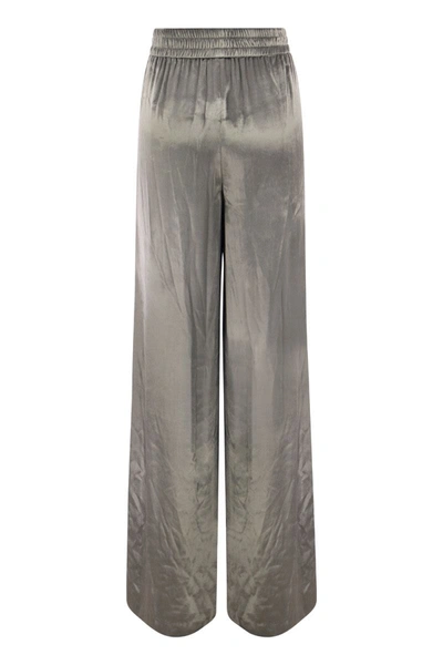Shop Red Valentino Liquid Velvet Trousers In Silver