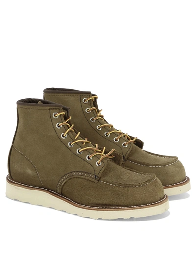 Shop Red Wing Shoes "6 Inch Moc" Lace-up Boots In Olive Green