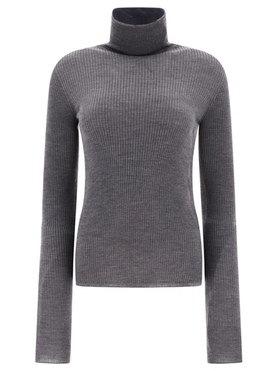 Shop Sportmax "flavia" Turtleneck Sweater In Grey