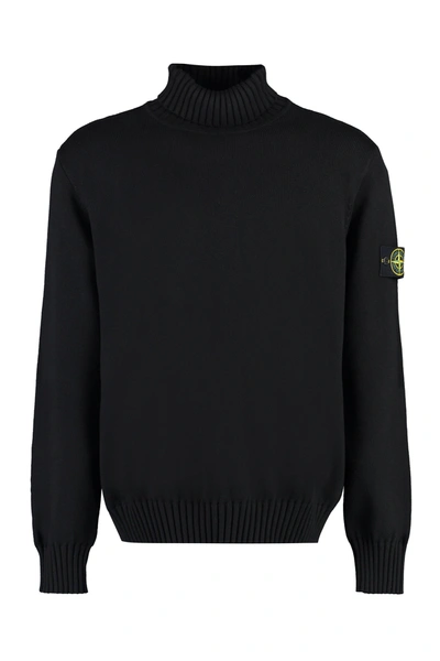Shop Stone Island Cotton-blend Sweater In Black