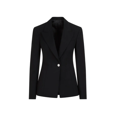Shop Attico The   Glen Wool Blazer Jacket In Black