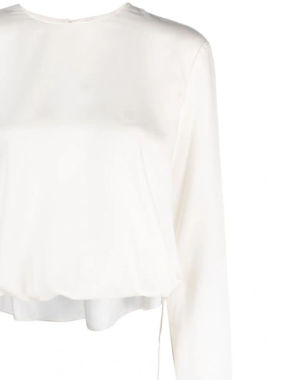 Shop Theory Round Neck Wide Tie Blouse In White