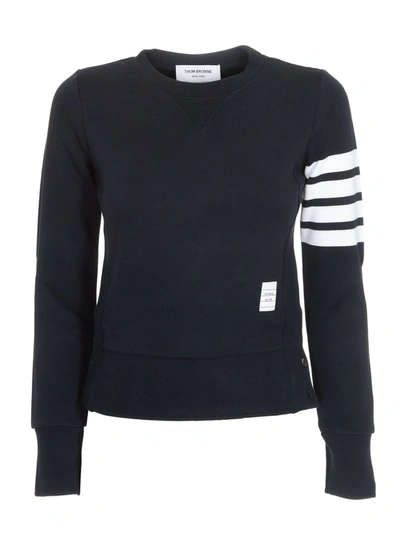 Shop Thom Browne Navy Blue Cotton Sweatshirt