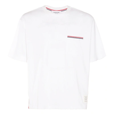 Shop Thom Browne Oversized Short Sleeve Pocket Tee In Milano Cotton In White