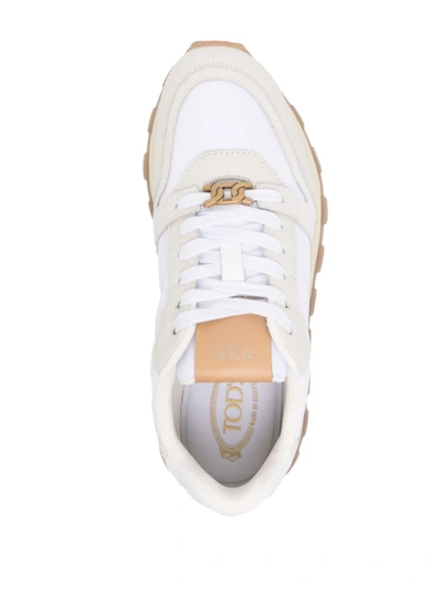 Shop Tod's Leather Sneakers Shoes In White