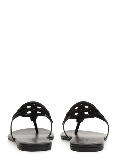 Shop Tory Burch Miller Leather Flat Sandals In Black