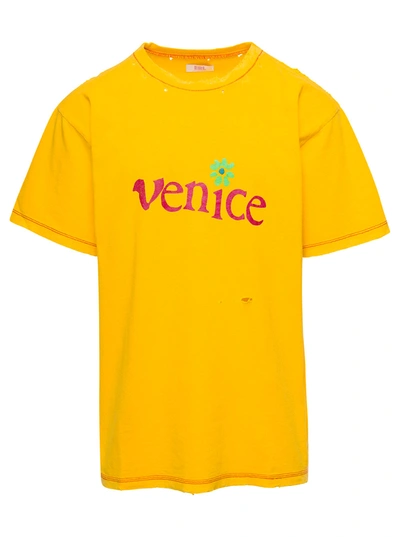 Shop Erl Unisex Venice T-shirt Knit In Yellow