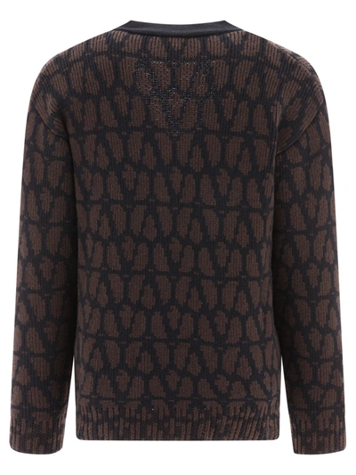 Shop Valentino Cardigan With All-over Toile Iconographe Pattern In Brown