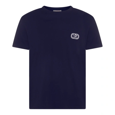 Shop Valentino Navy Blue Cotton T-shirt