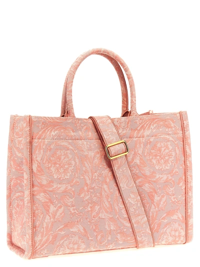 Shop Versace 'athena Barocco' Shopping Bag In Pink