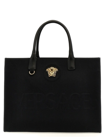 Shop Versace 'la Medusa' Shopping Bag In Black