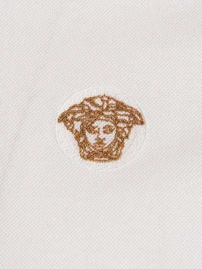 Shop Versace 'greca' Polo Shirt In White