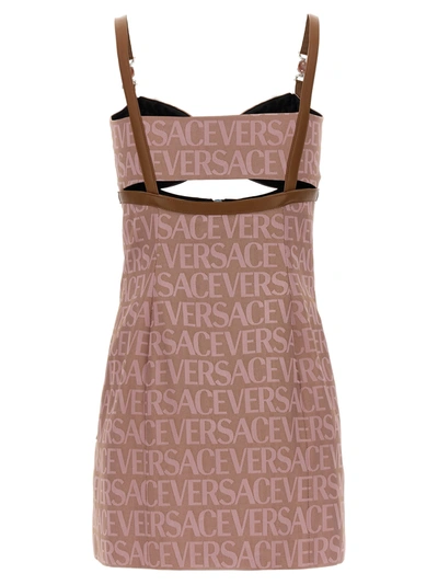 Shop Versace Dresses In Pink/beige