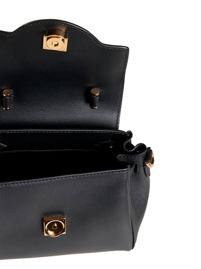 Shop Versace Black Leather Medusa Handle Bag