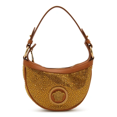 Shop Versace Bags In Caramel/ Gold